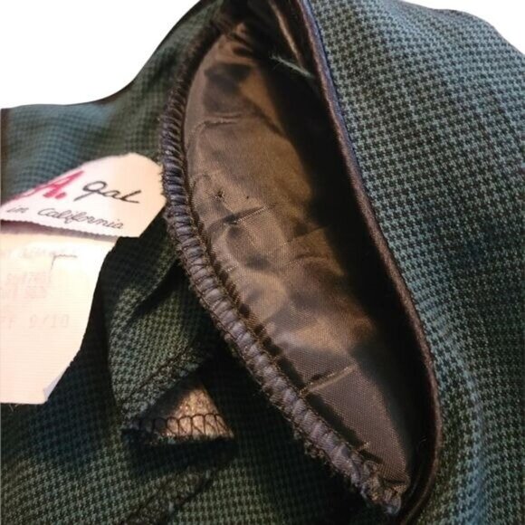 VTG L.A. Gal Micro Houndstooth Faux Full Button Zip Tie Back Dress 9/10 - Picture 6 of 6